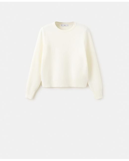Mango White Buttoned Cuffs Sweater