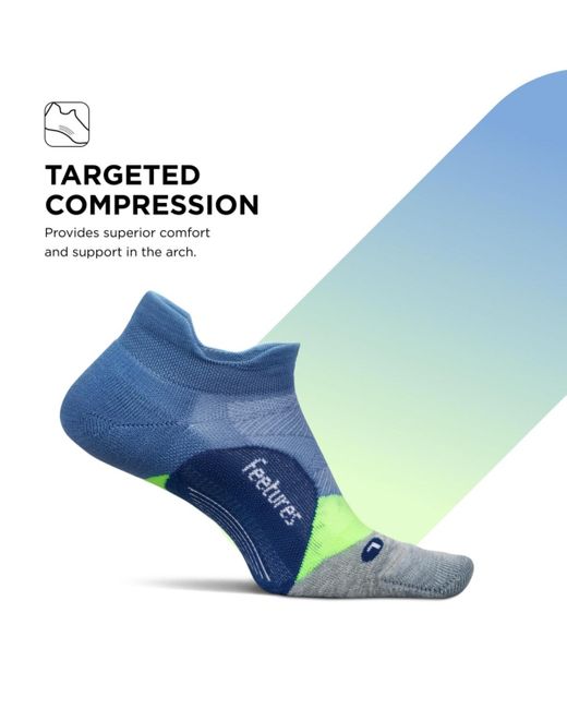 FEETURES SOCKS Blue Elite Light Cushion No Show Tab Ankle Socks for men