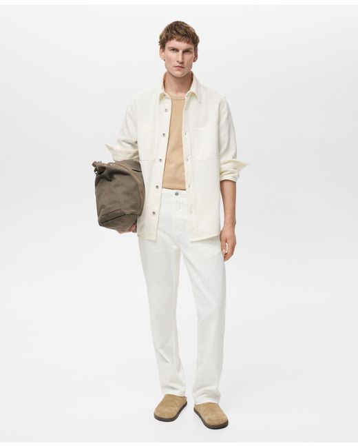 Mango White Lyocell Regular-fit Overshirt for men