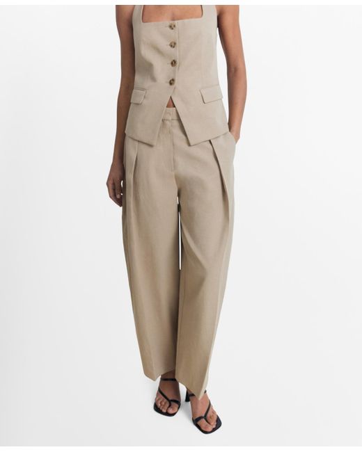 Mango Natural Linen-blend Balloon Pants