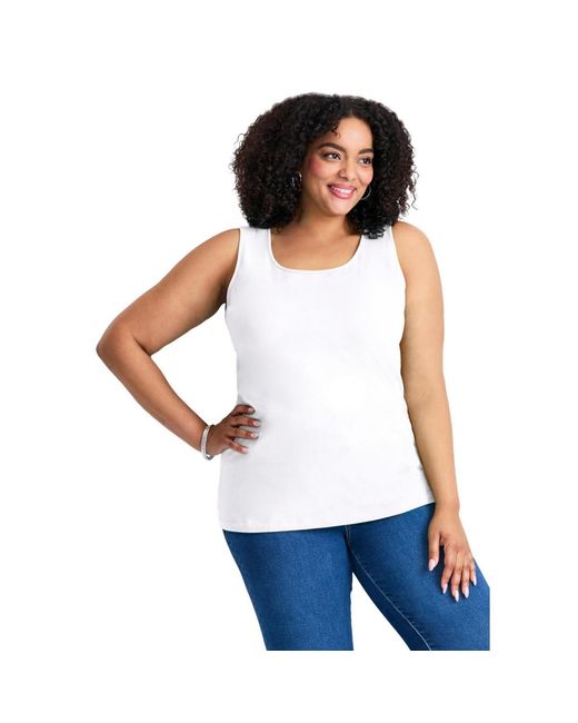 Avenue White Plus Size Basic Layering Tank
