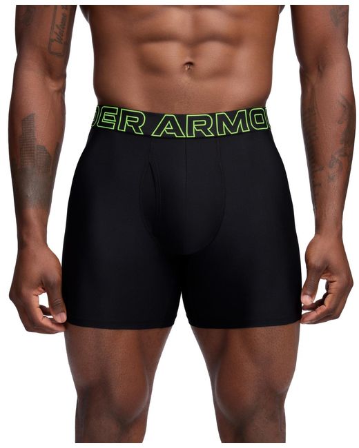 Under Armour Black Performance Tech Mesh Solid 6" Boxer Briefs for men