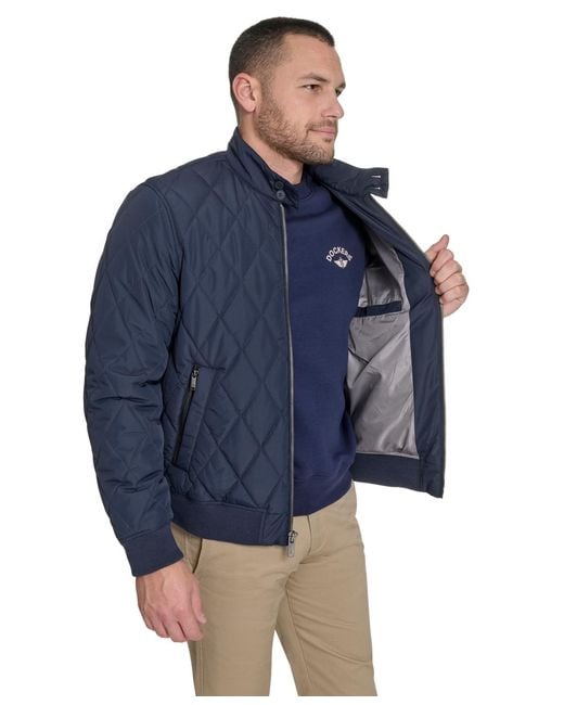 Dockers Blue Quilted Bomber Jacket for men