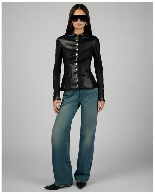 WeWoreWhat Black Faux Leather Military Jacket