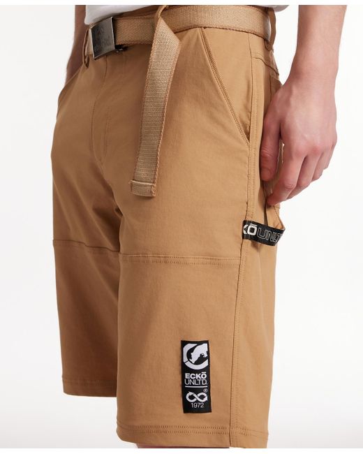Ecko' Unltd Natural Keep Tabs On Belted Cargo Shorts for men
