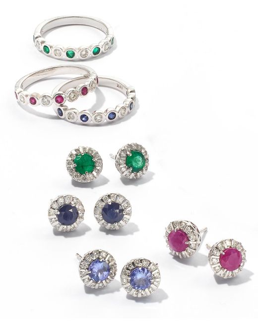 Effy Pink Effy® Tanzanite (9/10 Ct. T.w.) & Diamond (1/3 Ct. T.w.) Stud Earrings In 14k White Gold
