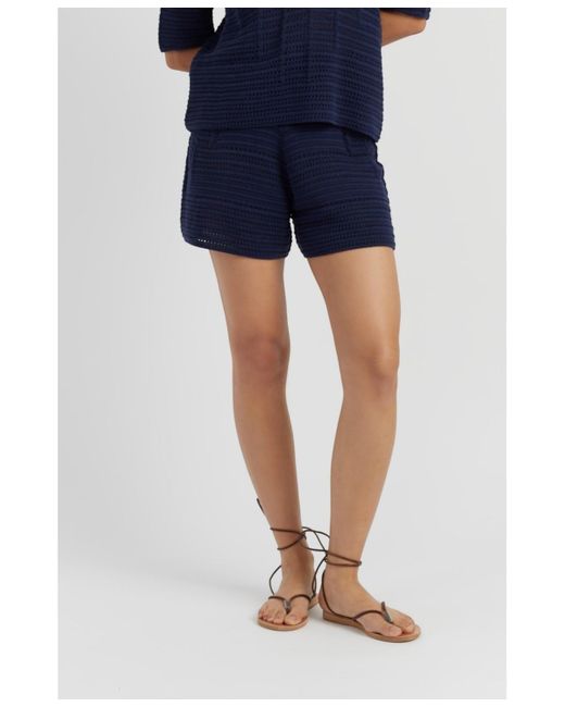 Chinti & Parker Blue Cotton Crochet Short