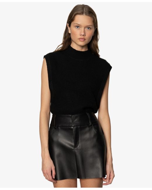 Sanctuary Black City Side Slits Vest Sweater