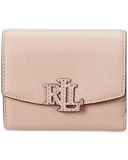 Ralph Lauren Natural Pebbled Leather Small Cameryn Flap Wallet