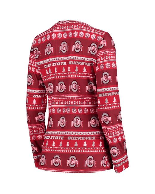 Concepts Sport Red 2-piece Ohio State Buckeyes Holiday Long Sleeve Top And Pants Sleep Set