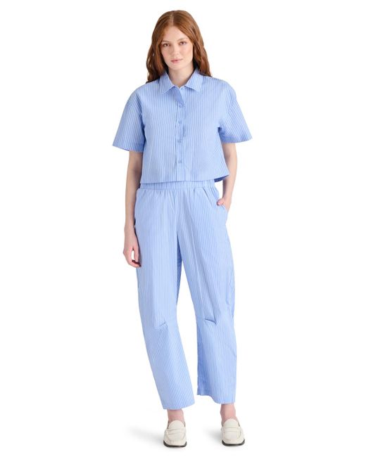 Steve Madden Blue Tula Striped Button-front Shirt