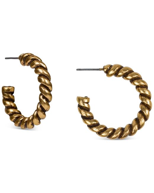 Patricia Nash Metallic Gold-tone Small Rope-look C-hoop Earrings, 1"