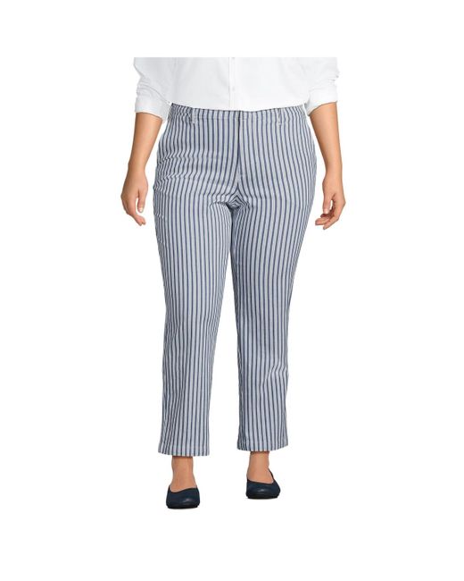 Lands' End Blue Plus Size Mid Rise Classic Straight Leg Chino Ankle Pants