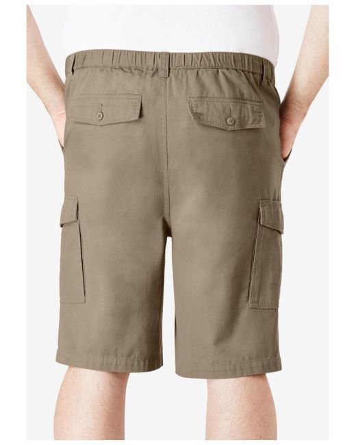 Boulder Creek Black Big & Tall By Kingsize Renegade 9" Full Elastic Waist Cargo Shorts for men