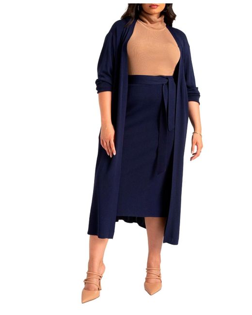 Eloquii Blue Plus Size Tie Waist Midi Skirt