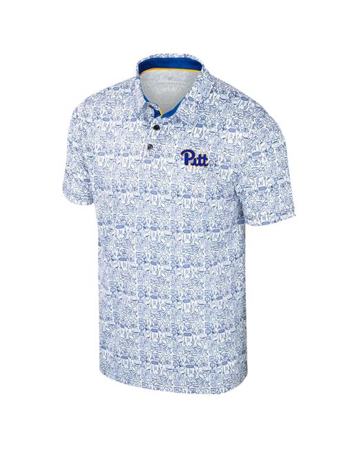 Colosseum Athletics Blue Pitt Panthers It's Time Allover Print Polo Shirt for men