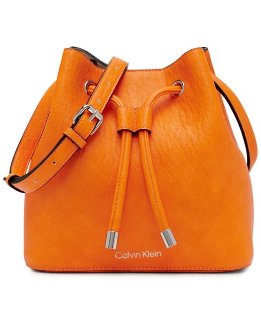 Calvin Klein Gabrianna Mini Bucket Bag in Orange Lyst