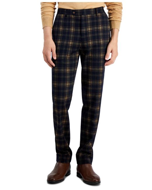 Paisley & Gray Blue Downing Plaid Slim-fit Pants for men