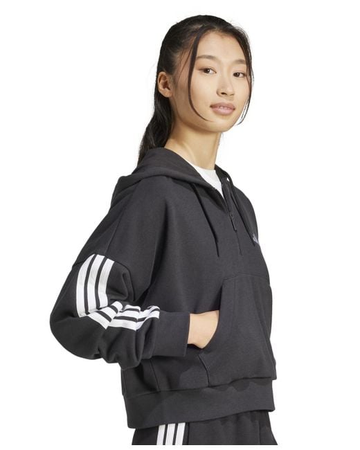 Adidas Black The Essentials Relaxed Hooded Track Jacket