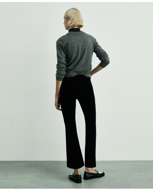 Mango Black Sienna Flared Cropped Corduroy Jeans