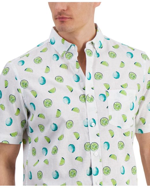 Club Room Blue Lime Print Short-sleeve Shirt for men