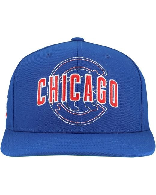 Mitchell & Ness Blue Chicago Cubs Double Up Snapback Hat for men