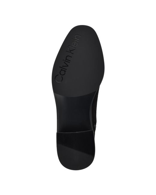 Calvin Klein Black Jasen Block Heel Almond Toe Dress Booties
