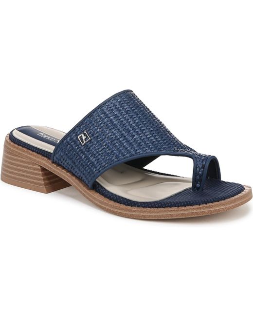 Franco Sarto Blue Sia Toe Loop Block Heel Slide Dress Sandals
