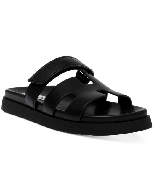 Steve Madden Black Mayven Strappy Footbed Slide Sandals