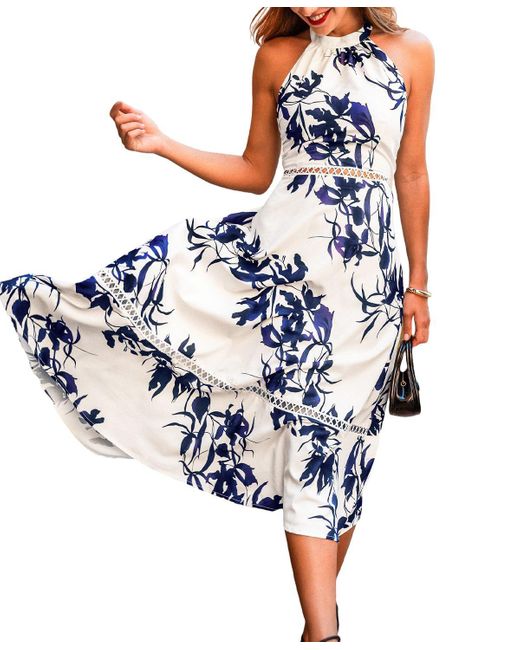 CUPSHE Blue Faded Petals Floral Maxi Beach Dress