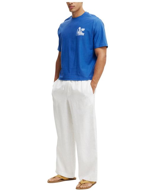 Cotton On Blue Cropped Fit Graphic T-shirt for men