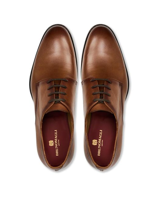 bruno magli brown dress shoes BRUNO MAGLI - Brown Leather HAND PATINA Oxfords