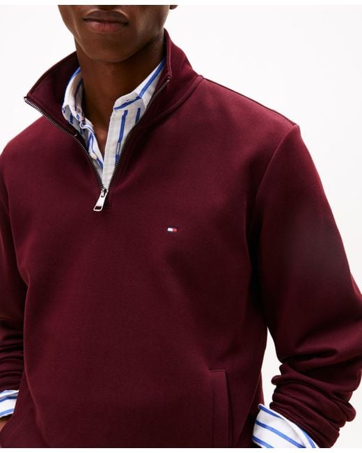 Tommy Hilfiger Red Essential Intechno Knit Regular-fit 1/4-zip Sweatshirt for men