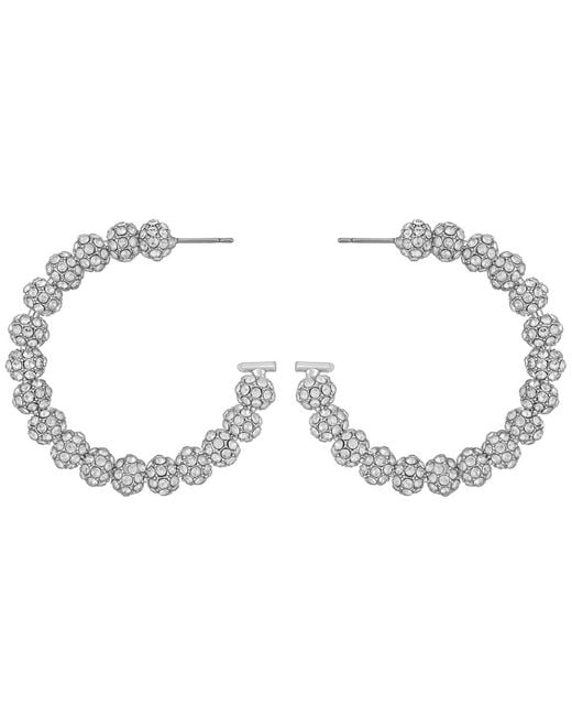 Guess Metallic Rhinestones Beaded C-hoop Earrings (also