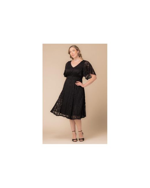 Kiyonna Black Plus Size Camille Lace Cocktail Dress