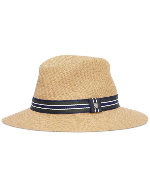 Barbour Natural Rothbury Summer Striped-trim Fedora Hat for men