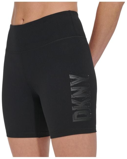 DKNY Black High-waisted Exploded-logo Bike Shorts