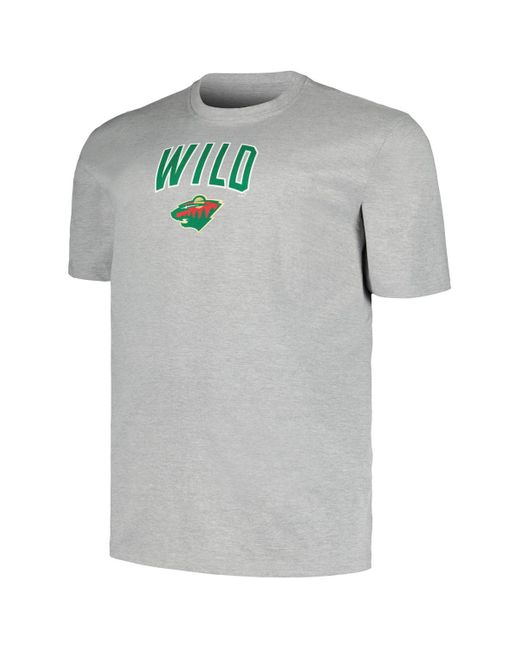 Profile Gray Minnesota Wild Big And Tall Arch Over Logo T-shirt for men
