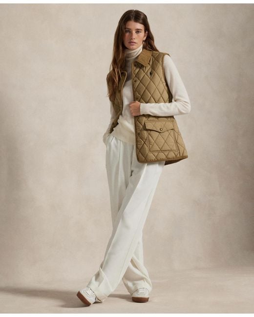 Polo Ralph Lauren Brown Corduroy-trim Quilted Vest