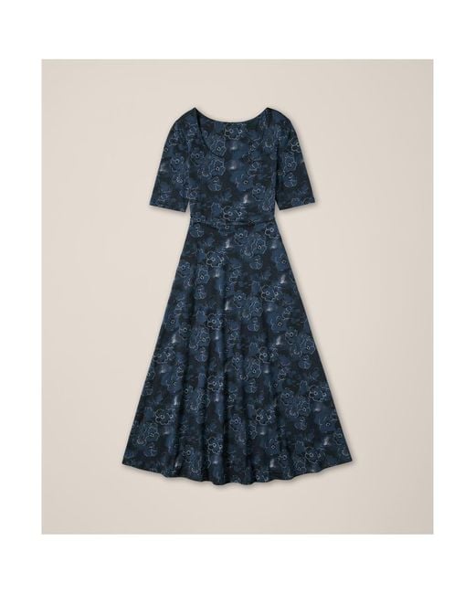 Pact Women's Blue Organic Cotton Fit & Flare Scoop Midi Dress -  www.rajagirimanappuram.com