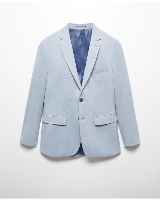Mango Blue Super Slim-fit Stretch Fabric Suit Blazer for men