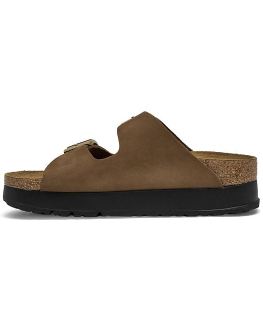 Birkenstock Brown Arizona Flex Nubuck Leather Platform Sandals From Finish Line