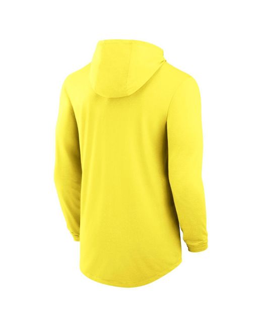 Nike Yellow Oregon Ducks Classic Arch Tri-blend Performance Long Sleeve Hoodie T-shirt for men