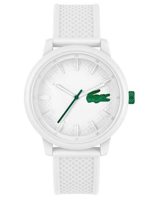 Lacoste White L.12.12. Silicone Strap Watch 48mm for men