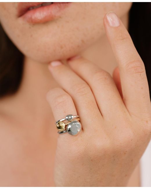 Ettika White Polished Stacking Pebble Ring Set