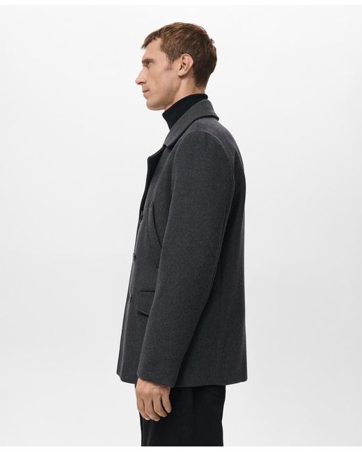 Mango Blue Short Double-breasted Wool Coat for men