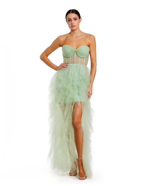 Mac Duggal Green Strapless Corset Gown