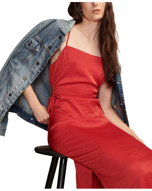 Lucky Brand Red Cutout Apron-neck Midi Dress