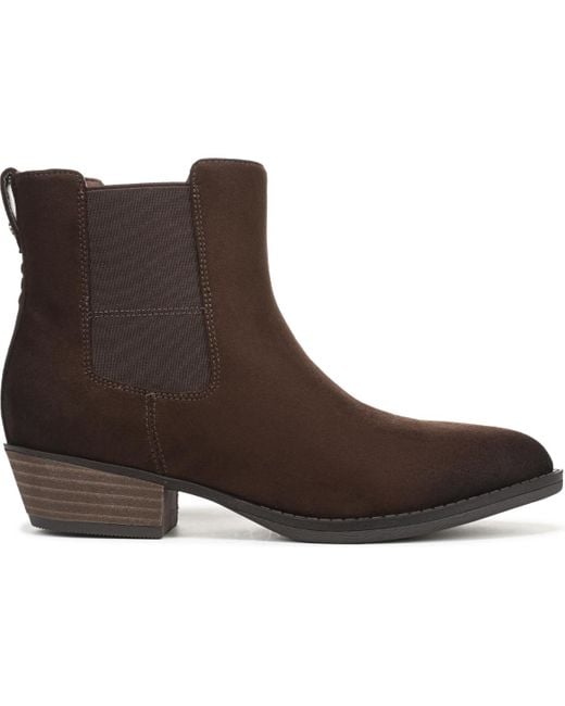 Dr. Scholls Brown Mara Stacked Block Heel Chelsea Short Boots