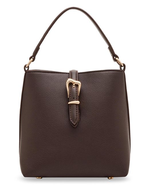 Anne Klein Sculpted Buckle Bucket Bag in Brown Lyst